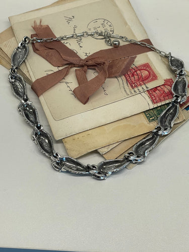 Silver Leaf Choker with Black Stones Bloomers and Frocks
